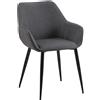 Poltroncina per Sala d'Attesa MAYA, Struttura in Acciaio Nero e Seduta in Tessuto Grigio Scuro