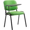 Sedia conferenze MOBY PELLE con SCRITTOIO, colore verde, gambe nere
