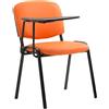 Sedia conferenze MOBY PELLE con SCRITTOIO, colore arancione, gambe nere