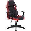 Sedia Gaming DELI, Design Sportivo, Schienale Alto, in Pelle Nero/Rosso