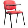 Sedia conferenze MOBY PELLE con SCRITTOIO, colore rosso, gambe nere