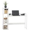 Scrivania Industrial ISIDE, Con Mensole e Cassetti, 111x124x40cm, Acciaio e Legno, Bianco
