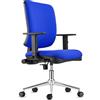 Sedia Ergonomica DIEGO, Base in Acciaio Cromato, in Tessuto Blu