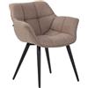 Poltroncina per ospiti TESLA, Design Moderno, Gambe Nere, Tessuto Marrone Chiaro