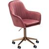 Sedia da ufficio DAMA, Design Elegante, Base Oro, Velluto colore Rosa