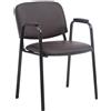 Sedia conferenze MOBY PELLE con BRACCIOLI, similpelle marrone, gambe nere