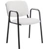 Sedia conferenze MOBY PELLE con BRACCIOLI, similpelle bianca, gambe nere
