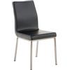 Sedia per Ospiti COLOMO, Gambe in Acciaio Inox, Seduta in Pelle, Nero
