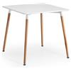 Tavolo per PC MISKE, 80x80cm, in Legno, Ripiano in Acciaio Bianco