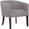 Poltrona Attesa THEO, Gambe Legno Marrone, Confortevole e Imbottita, Tessuto Grigio