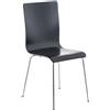 Sedia per sala attesa / eventi PERRY, gambe in metallo, seduta in legno, colore nero