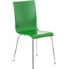 Sedia per sala attesa / eventi PERRY, gambe in metallo, seduta in legno, colore verde