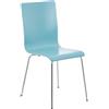 Sedia per sala attesa / eventi PERRY, gambe in metallo, seduta in legno, colore celeste