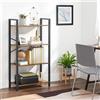 Libreria PAXTON, Stile Industriale 66x30x120 cm, Acciaio Nero e Legno color Faggio