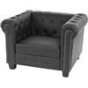 Poltrona Ospiti CHESTER, Elegante, Gambe Quadrate, in Pelle, Nero