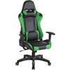 Poltrona Gaming DARIUS, Sostegno Lombare e Cervicale, Pelle, Nero e Verde