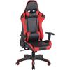 Poltrona Gaming DARIUS, Sostegno Lombare e Cervicale, Pelle, Nero e Rosso