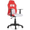Prodotto Ricondizionato. Sedia per ragazzi RACER JUNIOR, in pelle e tessuto color rosso/bianco