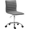 Sgabello da Ufficio WANG, Moderno e Confortevole, Imbottito, Rivestimento in Pelle Grigia