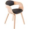 Sedia per Sala Attesa / Riunioni BUTAN, esclusivo design in legno color faggio e imbottitura rivestita in pelle colore nero