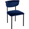 Sedia Sala Attesa / Riunioni TUCKER, Struttura in Metallo Nero, in Velluto Blu