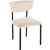 Sedia Sala Attesa / Riunioni TUCKER, Struttura in Metallo Nero, in Velluto Crema