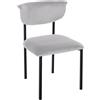 Sedia Sala Attesa / Riunioni TUCKER, Struttura in Metallo Nero, in Velluto Grigio