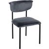 Sedia Sala Attesa / Riunioni TUCKER, Struttura in Metallo Nero, in Velluto Grigio Scuro