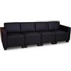 Divano modulare 4 posti LYON, design moderno, comodo, in similpelle nera