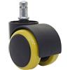 5x Ruote BLADE, 11mm/50mm, Fino 150kg, Apposite per Sedie da ufficio, Giallo
