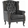 Poltrona LIZA, Stile Chester, Imbottita ed Elegante, Pelle, Nero