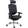 Sedia Ergonomica ENJOY, Design Esclusivo, Completamente Regolabile, in Vera Pelle Nera