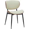 Sedia Sala Attesa / Riunioni BRONSON, Struttura in Legno color Noce e Pelle Crema