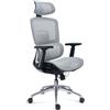 Sedia Ergonomica TITAN, Sedile Regolabile in Profondità, Comoda e Moderna, Rete Grigia