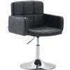 Sedia di design NADIR, Comoda Imbottitura, Girevole in Pelle Nera