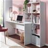 Scrivania GILDA, Design Moderno, Libreria Integrata, 170x59x143,5 cm, In Legno Bianco