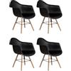 Lotto da 4 Sedie Attesa GARI, Design Esclusivo, Struttura Acciaio, Gambe in Faggio, Nero
