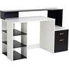 Scrivania ufficio BOTINA, con Cassetti, 140x55x92cm, Legno Nero/Bianco