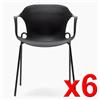 Lotto di 6 Sedie per Sala d'Attesa MARVIN, Seduta Ergonomica, Impilabili, in Color Nero