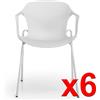 Lotto di 6 Sedie per Sala d'Attesa MARVIN, Seduta Ergonomica, Impilabili, in Color Bianco