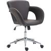 Sedia / Sgabello da ufficio CAMILLO, Comoda Imbottitura con Braccioli, Rivestimento in Pelle, colore Marrone