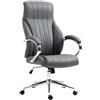 Poltrona Da Ufficio DANIA, Robusta ed Elegante, Struttura in Metallo, Vera Pelle, Grigio