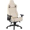 Poltrona Gaming KAREN, Confortevole, Sostegno Lombare e Cervicale, Vera Pelle, Crema