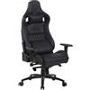 Poltrona Gaming KAREN, Confortevole, Sostegno Lombare e Cervicale, Vera Pelle, Nero