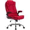 Poltrona Ufficio SAN ANTONIO TESSUTO, Imbottitura spessa, Base cromata, Fino a 150kg, color Rosso