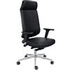 Poltrona Direzionale MILANO, Ergonomica, Elegante e Confortevole, Regolabile, in Pelle Nera