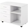 Mobiletto da Ufficio OLYMPIA, con Ruote, Ripiani e Cassetti, 80x40x65cm, in Legno Bianco