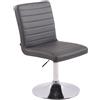 Sedia Ospiti KATE in Pelle, Altezza regolabile, Base circolare in Metallo Cromato, Grigio
