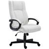 Poltrona da ufficio direzionale NINA, Comoda imbottitura, Schienale ergonomico, in Pelle color Bianco