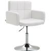 Sedia di design NADIR, Comoda Imbottitura, Girevole in Pelle Bianca